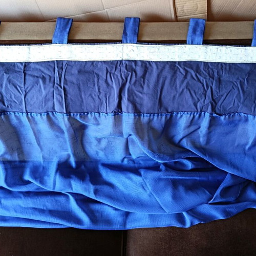 Curtain set with tabs like new, blue and electric blue, 1.35x2.70m each