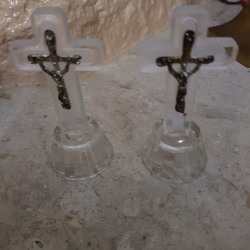 Crystal crosses used, set of 2