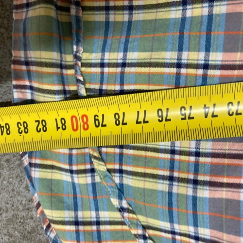 Ralph Lauren Fun Oxford Shirt L, blue yellow green plaid, orange pony