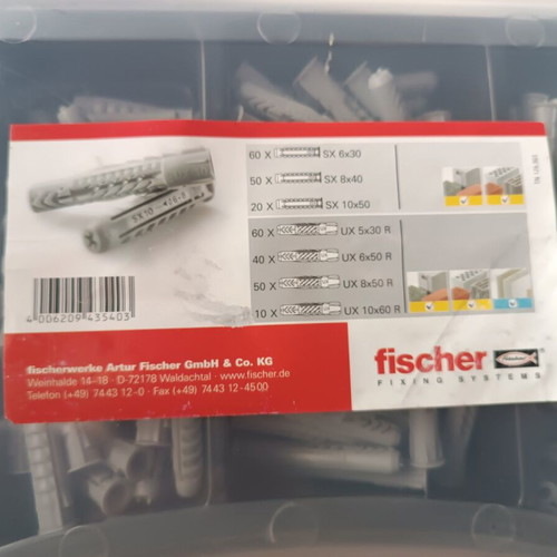Fischer UX+SX plugs 290 pcs in durable box new