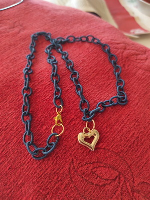 Handmade blue knitted chain necklace like new