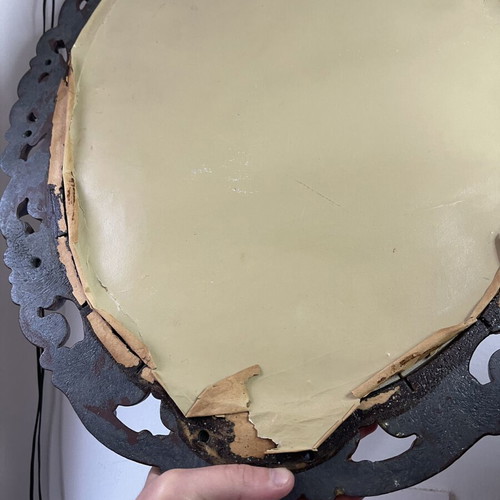 Vintage oval wall mirror with embossed frame