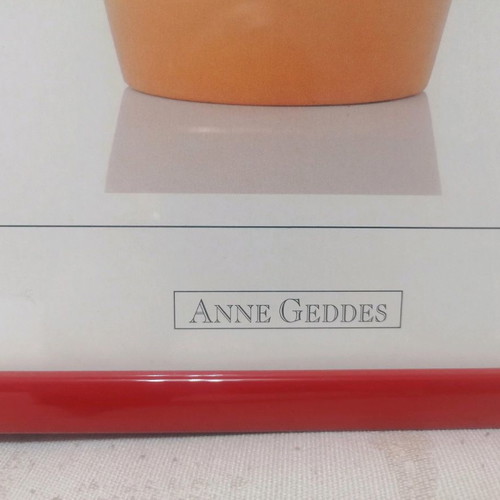Anne Geddes framed print used with babies, red frame 62x32cm