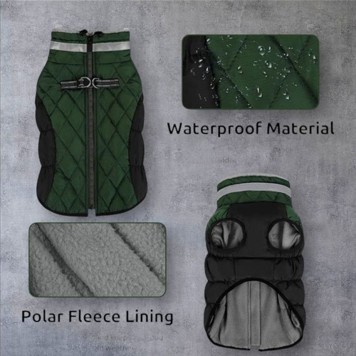 Winter dog jacket size L new, green