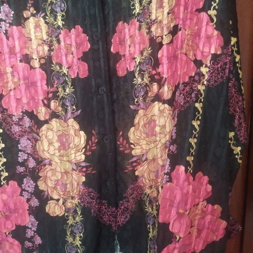 Vassia Kostara shirt used, size S, black floral