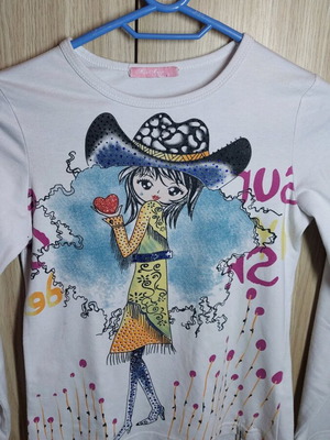 Miss Azur long-sleeve shirt for 10 years used, white multicolor