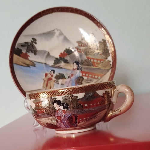 Chawan Japanese cup like new with saucer, 19th century