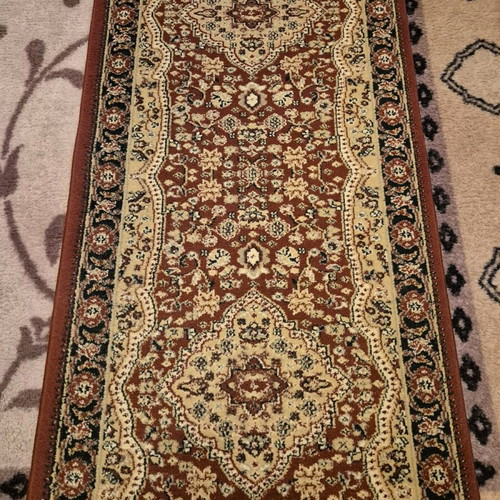 Rug set used, 3 pieces, burgundy with embroidery