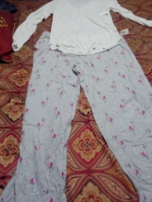 Love pajama set new, gray with pink details, size M