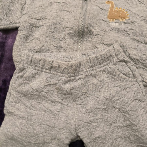Alouette clothing set like new, 9-12 months, grey with pockets and zipper