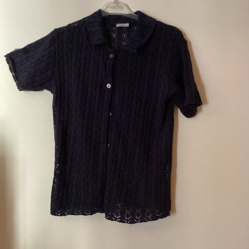3Suisses dark blue short-sleeve cardigan like new