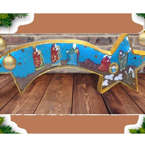 Handmade Christmas Nativity Scene The Birth of Christ with LED Lighting