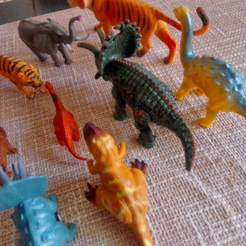 Set of dinosaur and wild animal figures like new