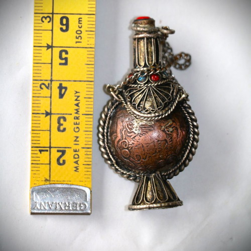 Tibetan Flask new copper with semi-precious stones