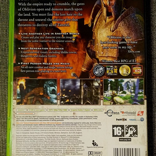 The Elder Scrolls IV Oblivion Xbox 360 game used with manual and map