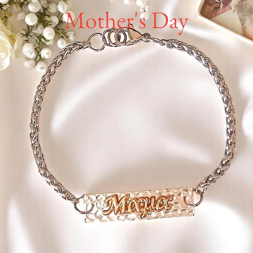 Handmade identity bracelet Mama with silver identity and steel chain new