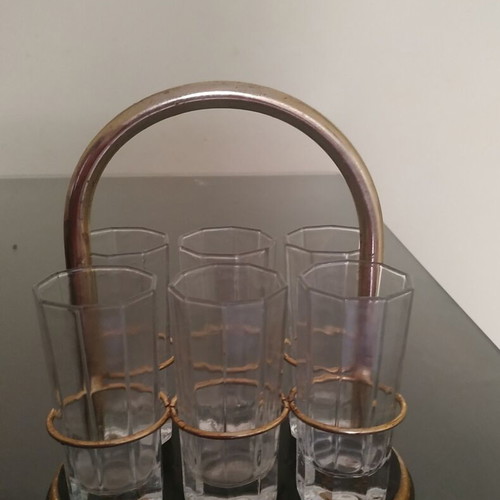 Vintage ouzo glass set used, 6 pieces