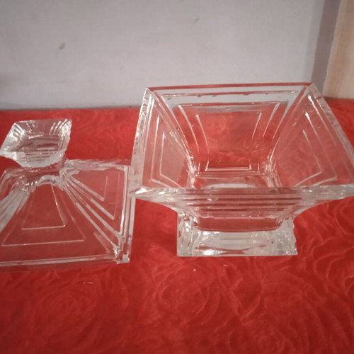 Crystal fondue pot with lid like new, Bohemian crystal