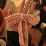 Handmade knitted bow keychain new pink