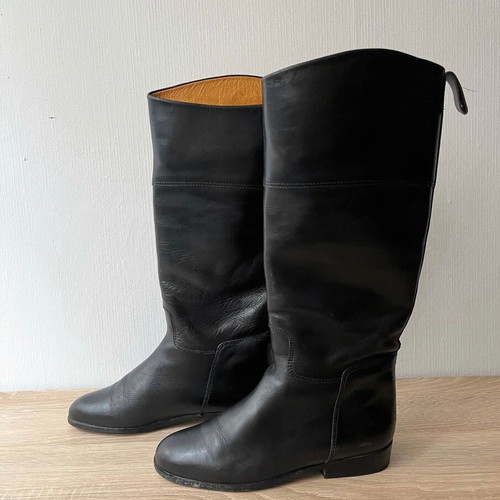 Leather knee-high boots used, size 38.5, black