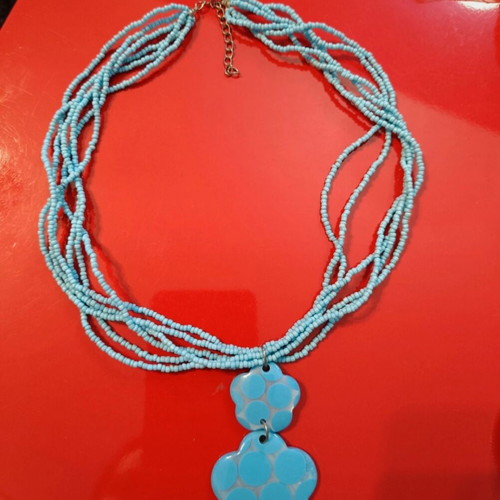 Necklace and earrings like new, summer style, blue and turquoise