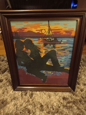 Πίνακας κέντημα σε κορνίζα μεταχειρισμένος, 62x53 εκ.