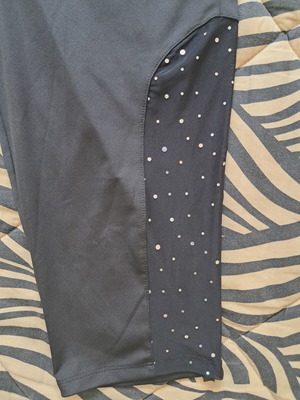 Shein black plus size leggings like new with mesh and rhinestones