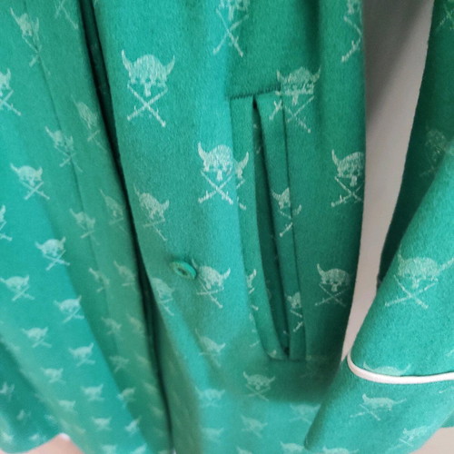 GSUS Sindustries green wool coat like new with viking pattern size M