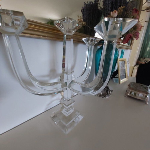 Large crystal candle holder used, beautiful piece