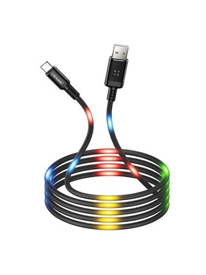 USAMS Voice Control LED Flowing Type-C καλώδιο καινούργιο, γκρι σκούρο, 1μ