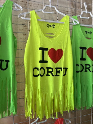 I Love Corfu T-shirts, pack of 8, yellow, size S