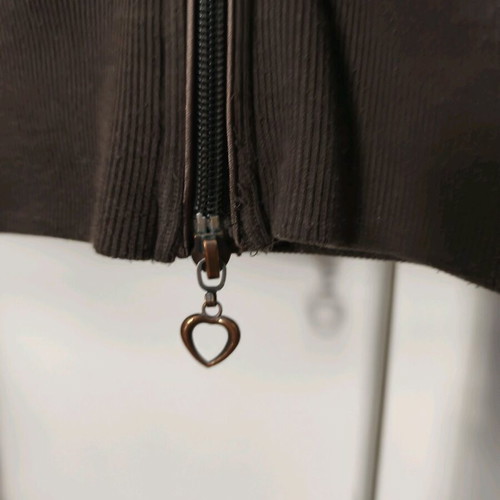 Stradivarius velour cardigan used, brown with hood