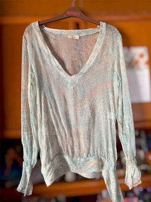 Silk blouse Rebecca Blu used, turquoise, size S