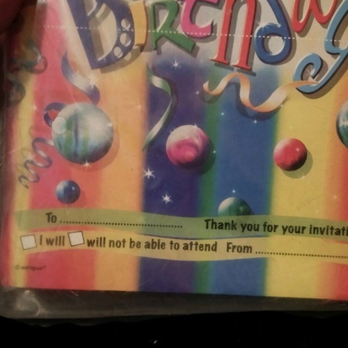 90's Kids Birthday Invitations Set of 20, New