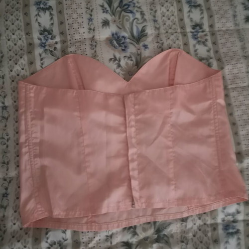 Lydia Satin Strapless Corset Crop Top Large, like new, pink