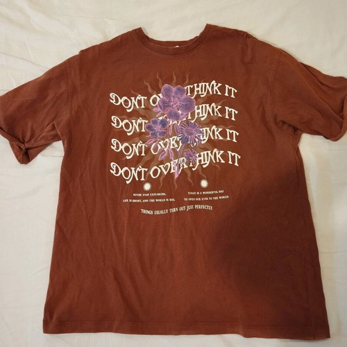 Bershka t-shirt used, size Medium, brown and purple