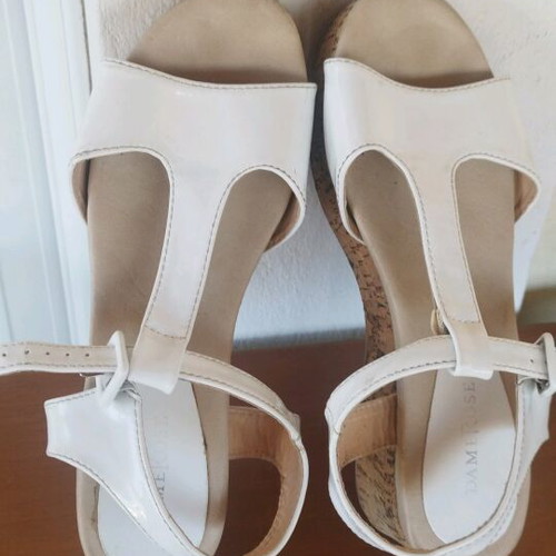 White platform sandals used, size 40, 5cm heel