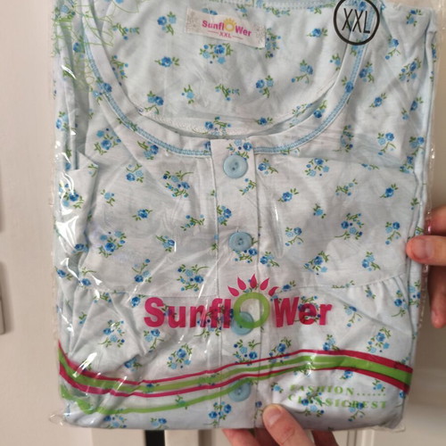 Summer nightdress new, short sleeves, white and blue, XXL