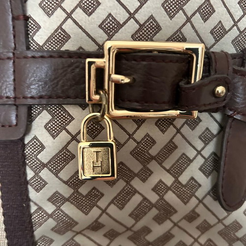 Tommy Hilfiger fabric handbag like new, beige and brown
