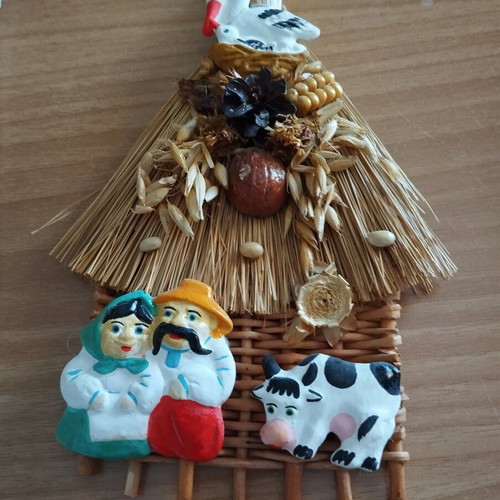 Decorative handmade broom with ceramic elements like new