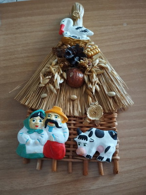 Decorative handmade broom with ceramic elements like new