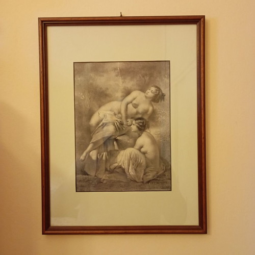 Lithographs of Nymphs like new, set of 3 framed prints