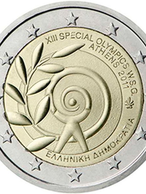 Гърция 2 евро 2011 UNC Special Olympics сувенир