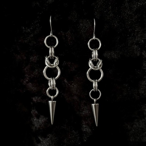 Chainmail alternative dangle earrings, stainless steel, handmade new