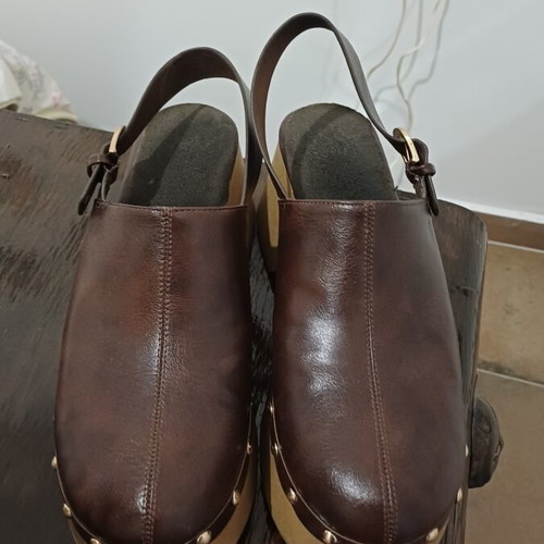 Mules with leather sole like new, size 39, brown