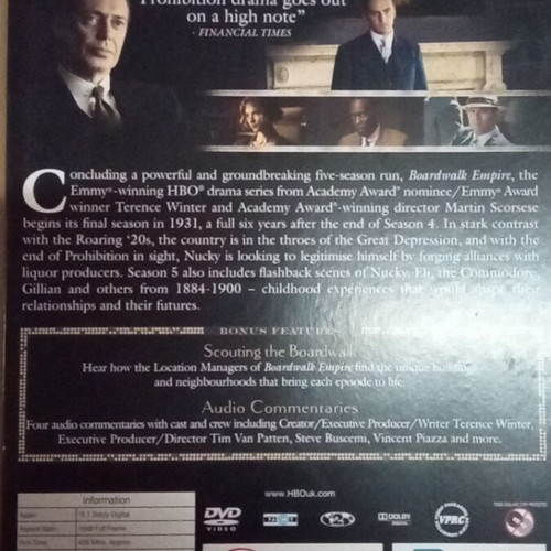 Boardwalk Empire Fifth Season DVD like new with subtitles