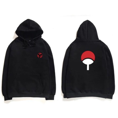 Uchiha Clan hoodie like new, unisex black fleece sweatshirt with hood