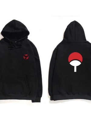 Uchiha Clan hoodie like new, unisex black fleece sweatshirt with hood