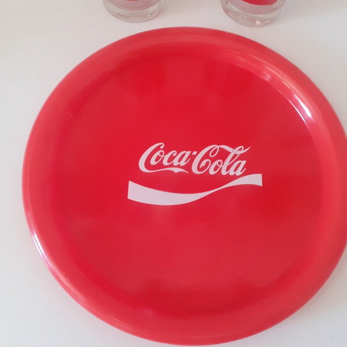 Coca Cola plate and glasses set like new