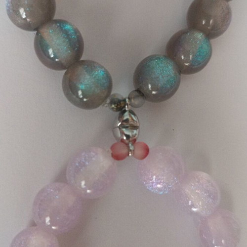 Bracelets with holographic beads and magnetic heart, new